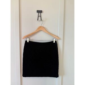 FRAME Quilted Velvet Mini Skirt Noir Black Diamond Stitch edgy Womens 8